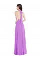 Halter Backless Formal Maxi Dress with Button Ruffle Placket