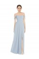 Off the Shoulder Basque Neck Evening Dress / Bridesmaid Maxi Dress with Flounce Sleeves