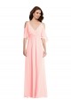 Cold Shoulder Draped Wrap Evening Dress / Bridesmaid Maxi Dress