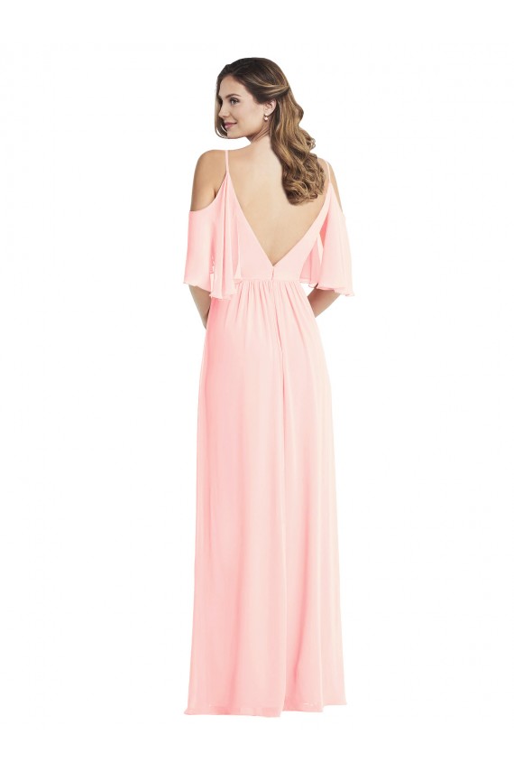 Cold Shoulder Draped Wrap Evening Dress / Bridesmaid Maxi Dress