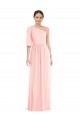 One Shoulder Bell Sleeves Chiffon Evening Dress / Bridesmaid Maxi Dress
