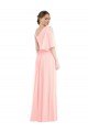 One Shoulder Bell Sleeves Chiffon Evening Dress / Bridesmaid Maxi Dress