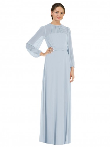 Strapless Chiffon Formal Evening Dress / Maxi Dress with Puff Sleeve Blouson Overlay