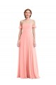 Off the Shoulder Ruffle Cuff Sleeve Chiffon Evening Dress / Bridesmaid Maxi Dress