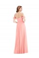 Off the Shoulder Ruffle Cuff Sleeve Chiffon Evening Dress / Bridesmaid Maxi Dress