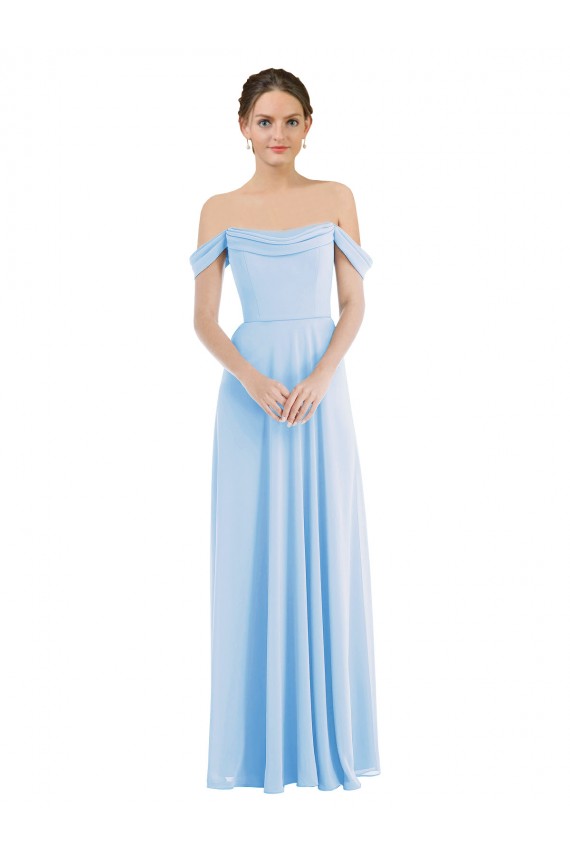 Off the Shoulder Draped Neckline Formal Evening Dress / Maxi Dress