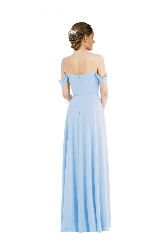 Off the Shoulder Draped Neckline Formal Evening Dress / Maxi Dress