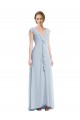 Ruffle Trimmed V Back Chiffon Evening Dress / Bridesmaid Maxi Dress