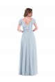 Ruffle Trimmed V Back Chiffon Evening Dress / Bridesmaid Maxi Dress
