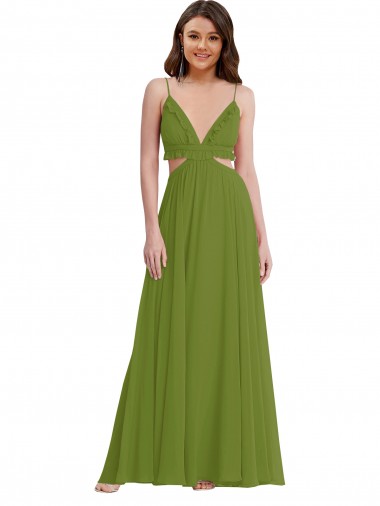Ruffled Chiffon Cutout Evening Dress / Maxi Dress