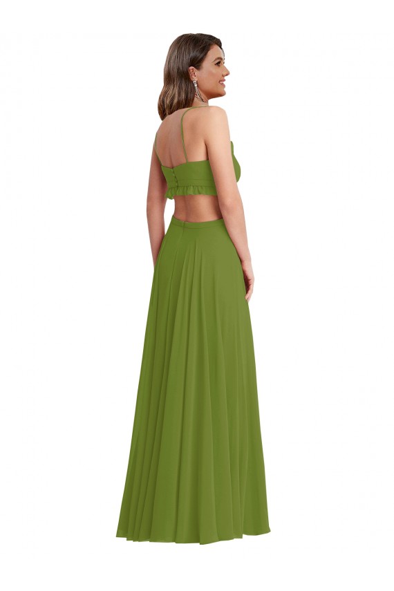 Ruffled Chiffon Cutout Evening Dress / Maxi Dress