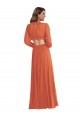 High Low Ruffled Long Chiffon Cutout Bishop Sleeves Bridesmaid Dress / Maxi Dress