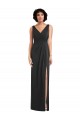 Draped Wrap Spandex Maxi Dress with Front Slit