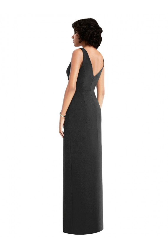 Draped Wrap Spandex Maxi Dress with Front Slit