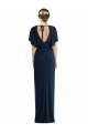 Open Back Short Sleeves Draped Tulip Skirt Spandex Maxi Dress