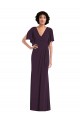 Faux Wrap Split Sleeves Spandex Evening Dress / Bridesmaid Maxi Dress with Cascade Skirt
