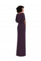 Faux Wrap Split Sleeves Spandex Evening Dress / Bridesmaid Maxi Dress with Cascade Skirt