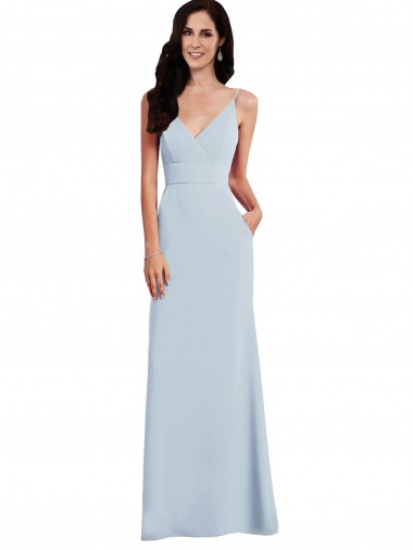 V Back Spaghetti Strap Evening Dress / Maxi Dress with Pockets