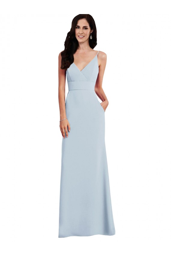 V Back Spaghetti Strap Evening Dress / Maxi Dress with Pockets