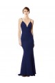 Deep V-Neck Spaghetti Straps Mermaid Crepe Maxi Dress