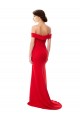 Off the Shoulder Chapel Train Crepe Maxi Dress with Thigh-High slit
