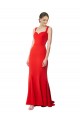 Long Chapel Train Fishtail Crepe Maxi Dress with Sweetheart Neckline