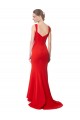 Long Chapel Train Fishtail Crepe Maxi Dress with Sweetheart Neckline