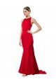 High Neck Mermaid Open Back Crepe Formal Evening Dress / Maxi Dress with Train Detail