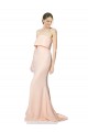 High Neck Strapless Long Crepe Formal Evening Dress / Bridesmaid Maxi Dress with Overlay