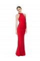 Halter Neck Keyhole Back Sleeveless Crepe Formal Evening Dress / Maxi Dress