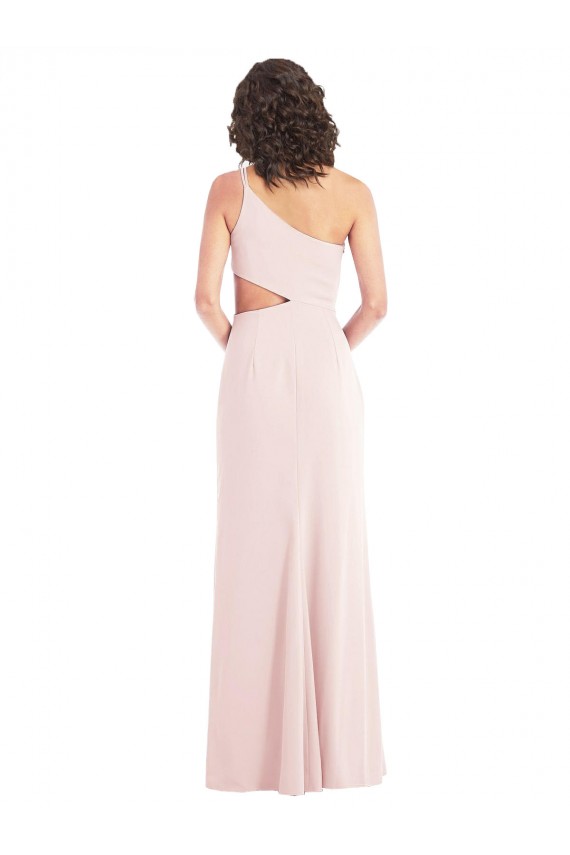 Midriff Cutout Flirty One Shoulder Crepe Maxi Dress