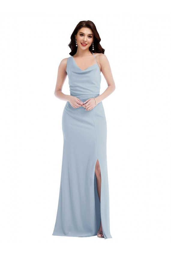 One Shoulder Draped Cowl Neck Evening Dress / Maxi Dress