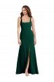 Square Neck Trumpet Evening Dress / Maxi Dress with Front Slit