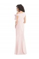 Off the Shoulder Tie Detail Trumpet Crepe Maxi Dress with Front Slit