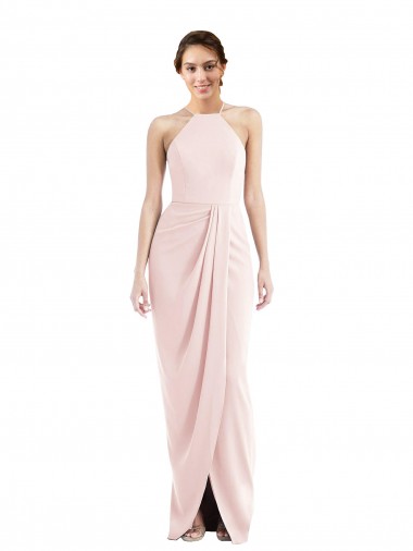 Halter Draped Tulip Skirt Evening Dress / Maxi Dress