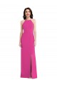 Open Back High Neck Halter Trumpet Crepe Maxi Dress