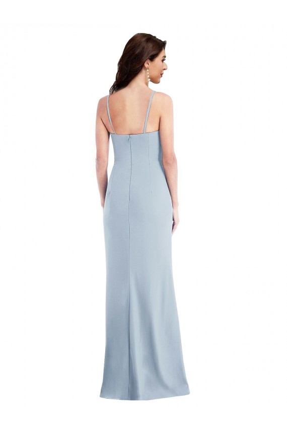 Flattering Trumpet Crepe Maxi Dress with Front Slit