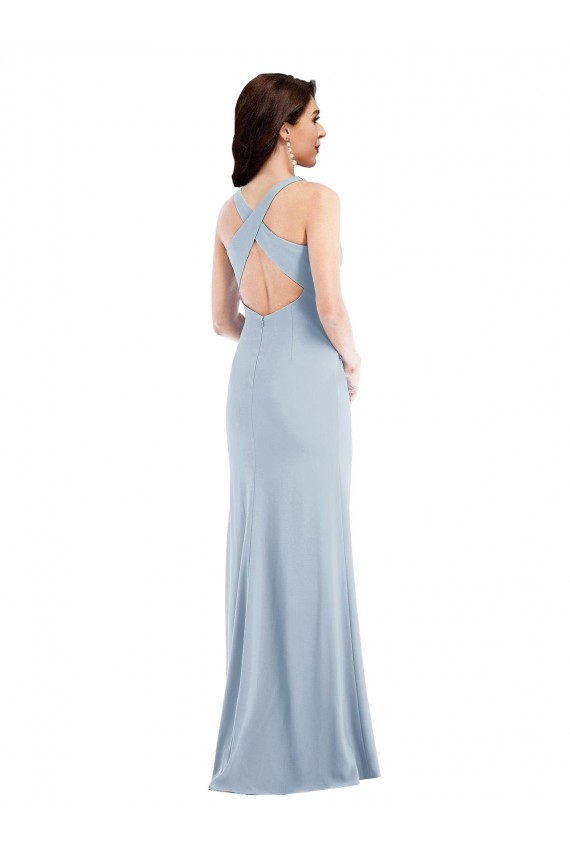 Criss Cross Cutout Back Evening Dress / Maxi Dress with Front Slit