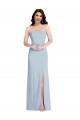 Strapless Scoop Back Crepe Maxi Dress with Front Slit