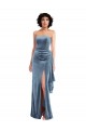 Strapless Velvet Formal Evening Dress / Maxi Dress with Draped Skirt