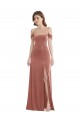 Off the Shoulder Flounce Sleeve Velvet Evening Dress with Pockets