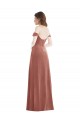 Off the Shoulder Flounce Sleeve Velvet Evening Dress with Pockets