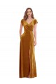 Cap Sleeve Faux Wrap Velvet Formal Evening Dress / Maxi Dress with Pockets