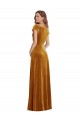 Cap Sleeve Faux Wrap Velvet Formal Evening Dress / Maxi Dress with Pockets