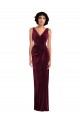 Draped Skirt Faux Wrap Velvet Evening Dress / Maxi Dress