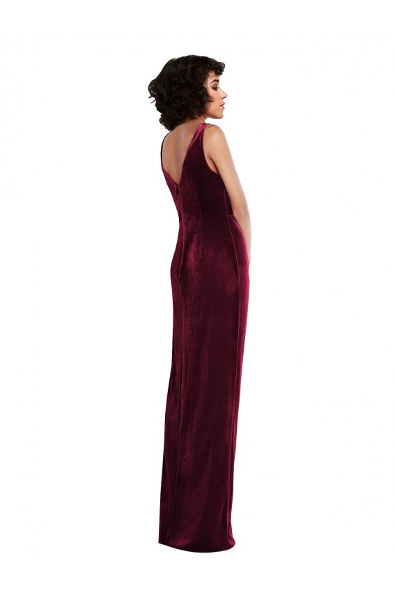 Draped Skirt Faux Wrap Velvet Evening Dress / Maxi Dress