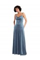 Sleek Cowl Neck Velvet Evening Dress / Maxi Dress with Pockets