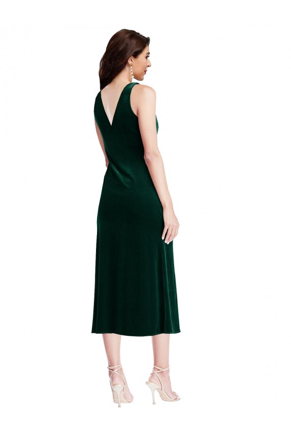 Cowl Neck Velvet Midi Length Maxi Dress