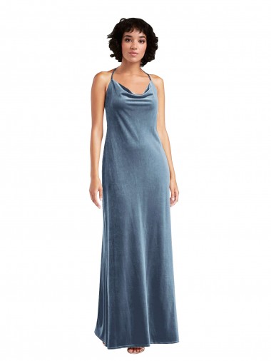 Cowl Neck Velvet Slip Maxi Dress