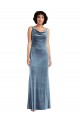 Floor Length Cowl Neck Long Stretch Velvet Evening Dress / Maxi Dress